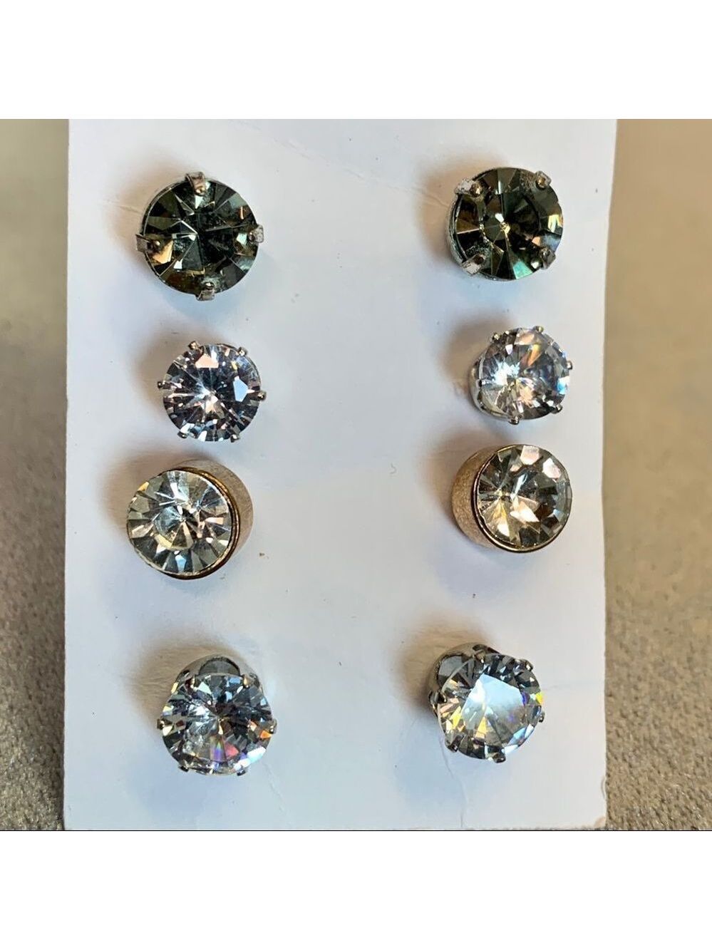 Silver gold tone Crystal Rhinestone stud earrings